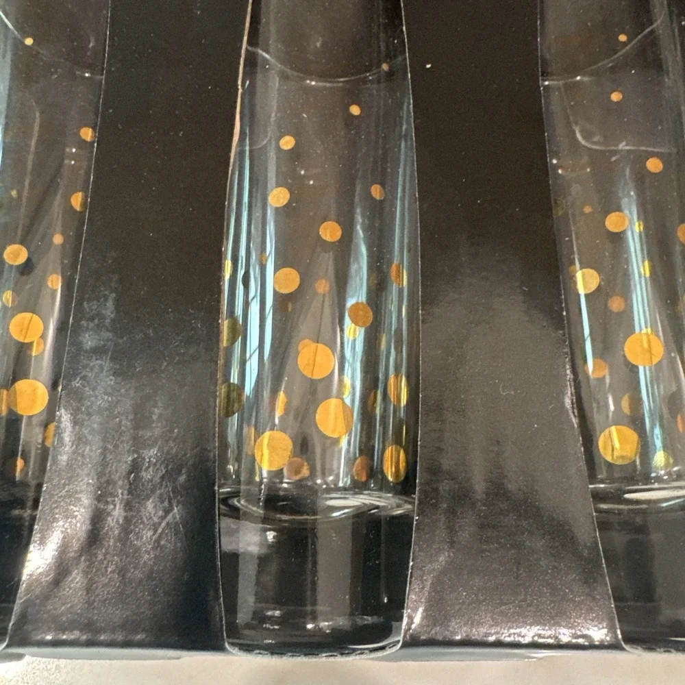 TABLA Home Set of 4‎ Tall Shooters clear w/ Gold Dots NEW IN BOX